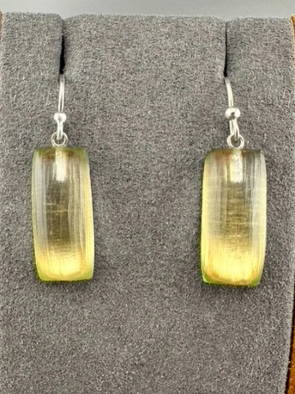 Alexis Bittar Gold yellow Carved Lucite Rectangle Drop Dangle Earrings - Picture 1 of 5